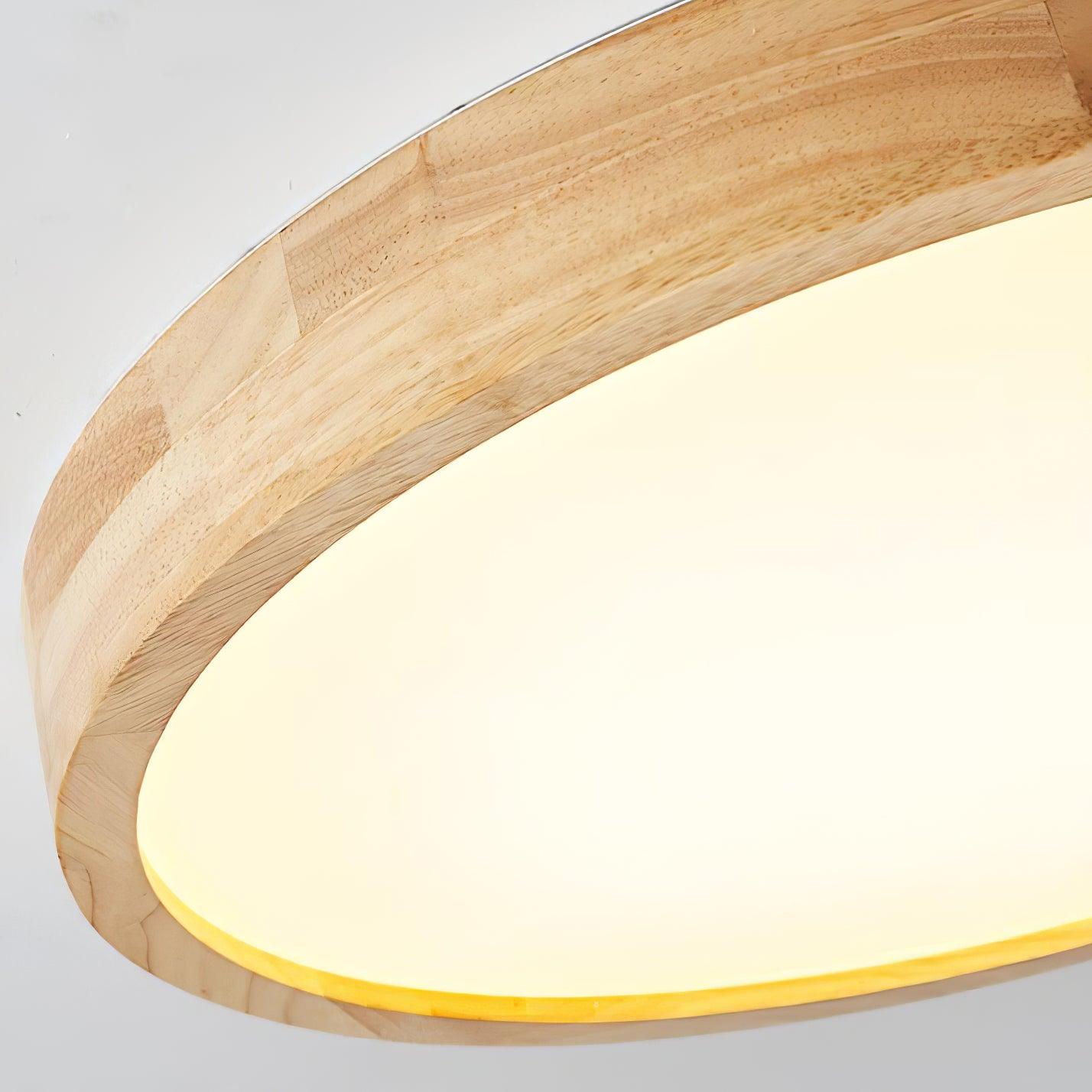 Moderne Noordse Ronde Houten LED Plafondlamp 1-Licht