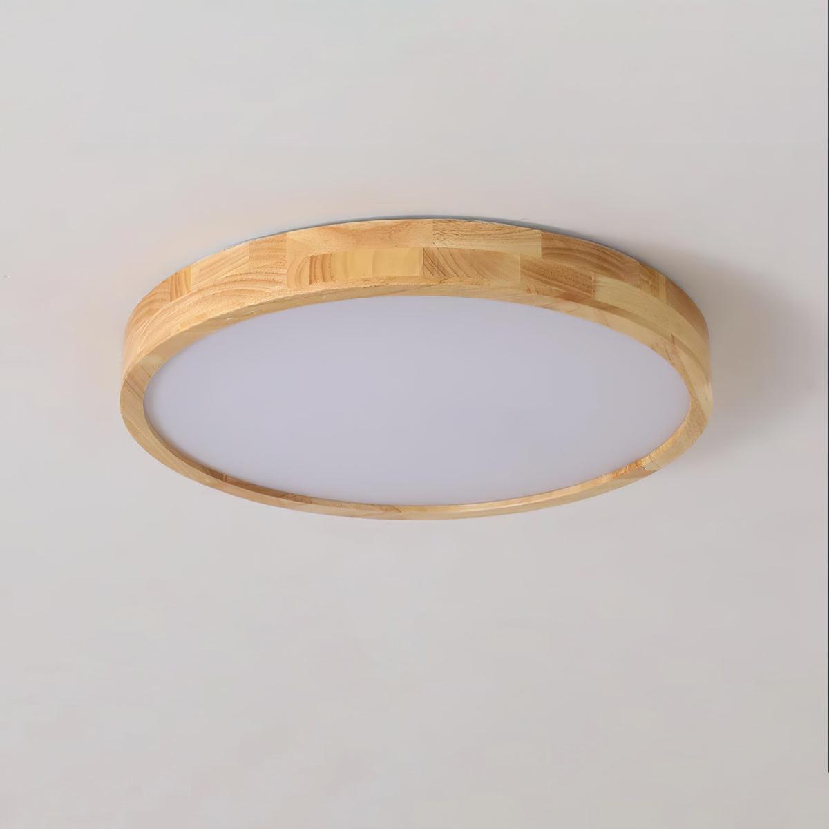Moderne Noordse Ronde Houten LED Plafondlamp 1-Licht