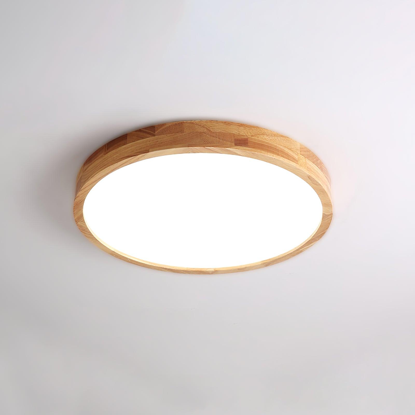 Moderne Noordse Ronde Houten LED Plafondlamp 1-Licht