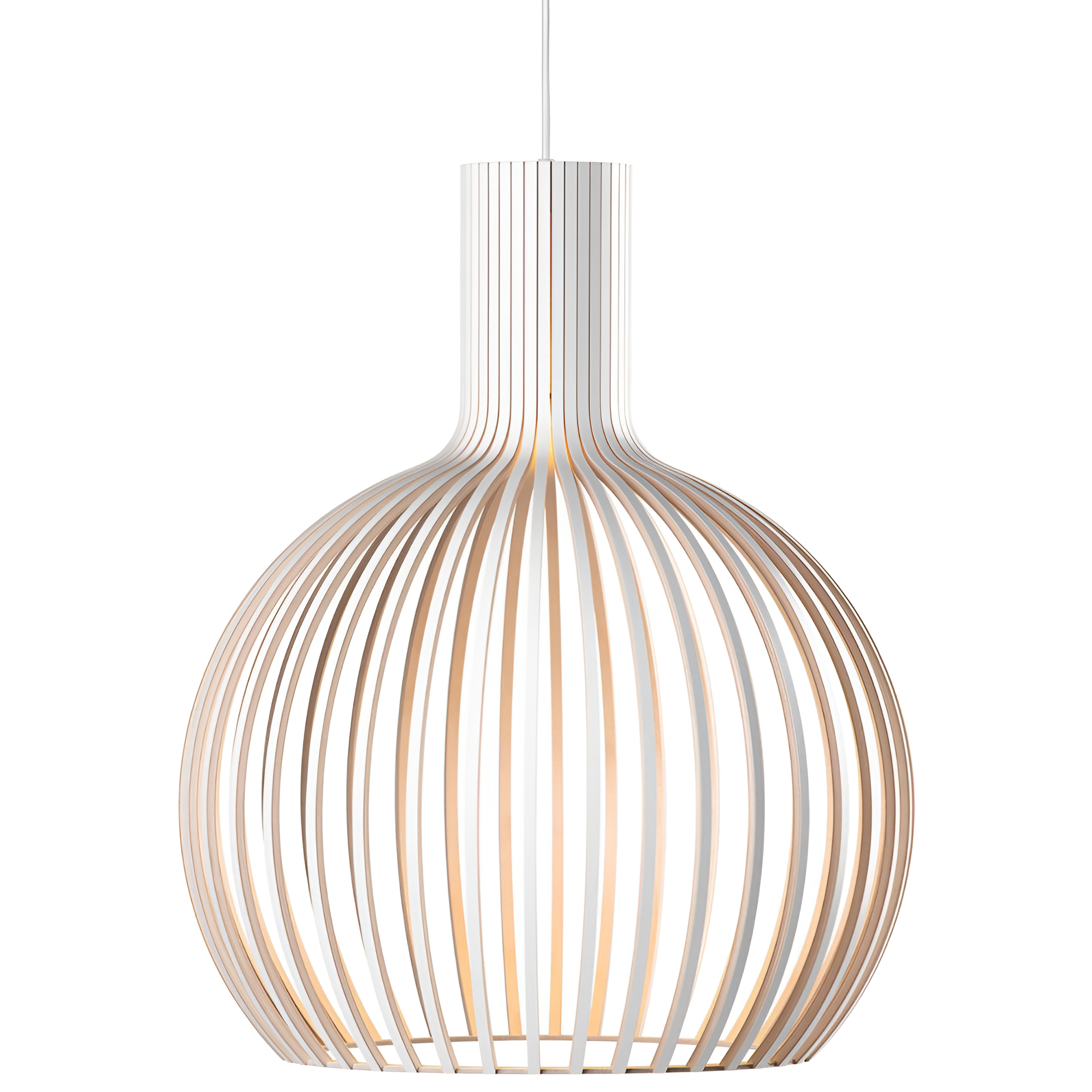 Houten hanglamp met kooi-vormige kap