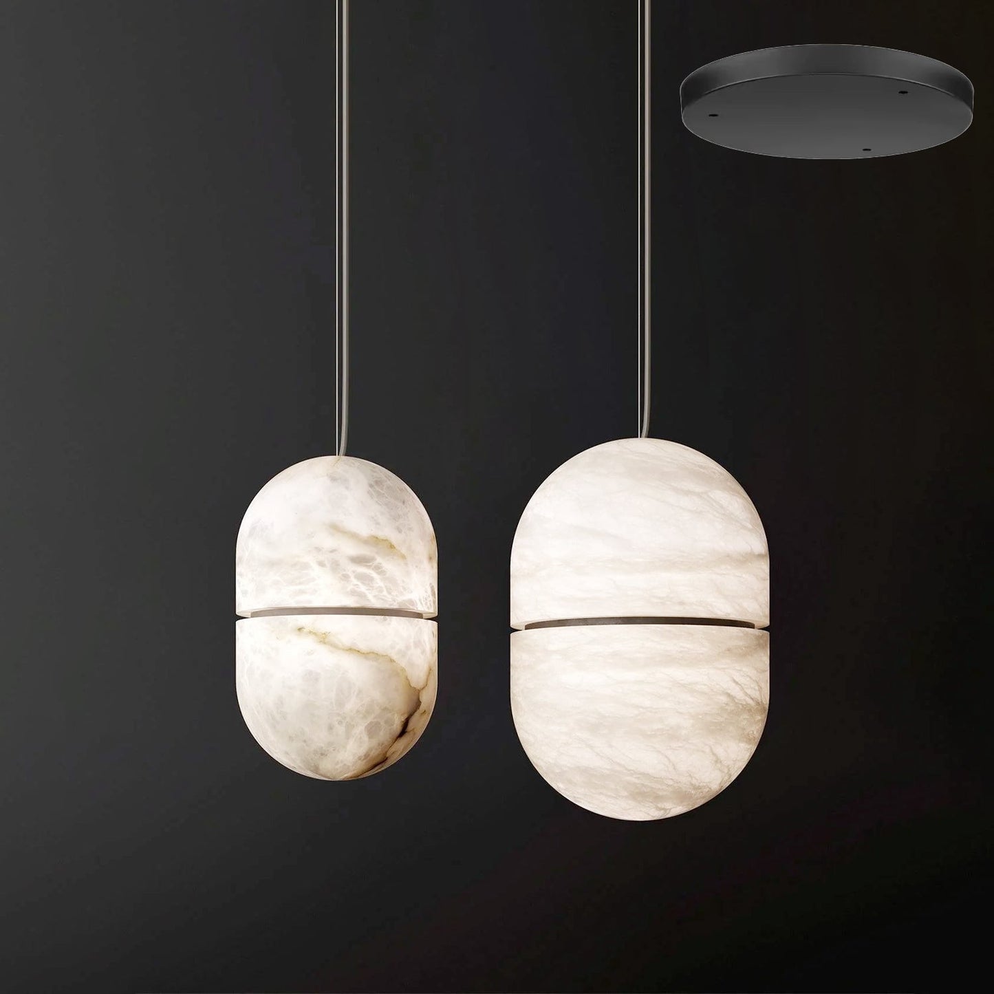 Strata Albast Hanglamp Capsule-Vorm