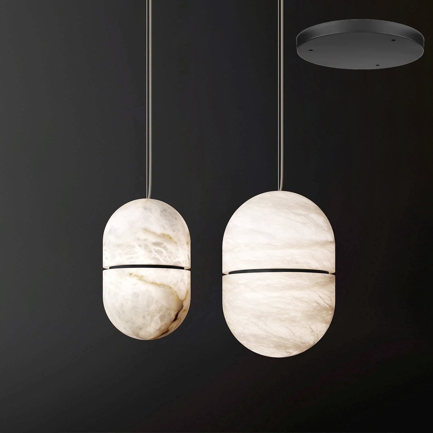 Strata Albast Hanglamp Capsule-Vorm