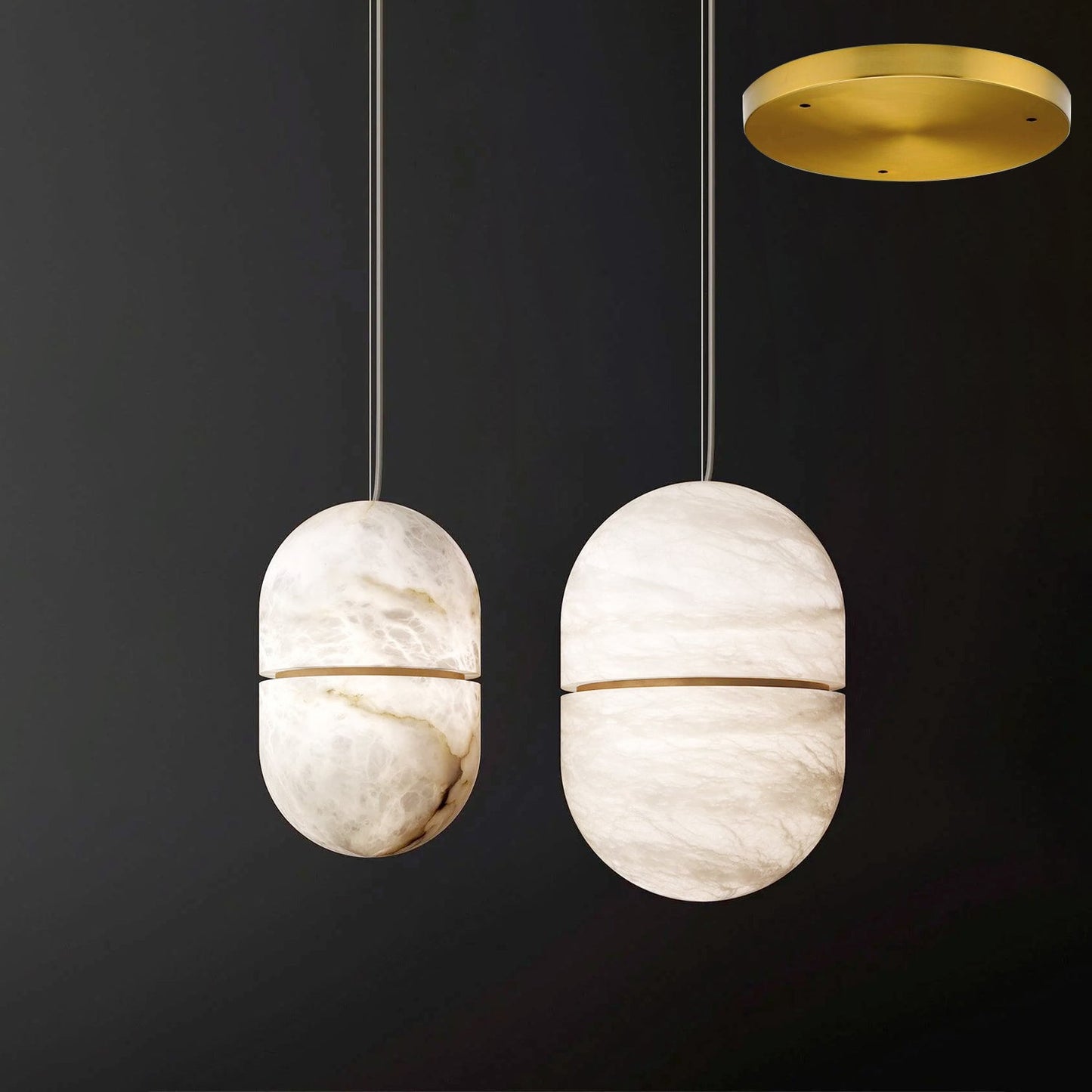 Strata Albast Hanglamp Capsule-Vorm