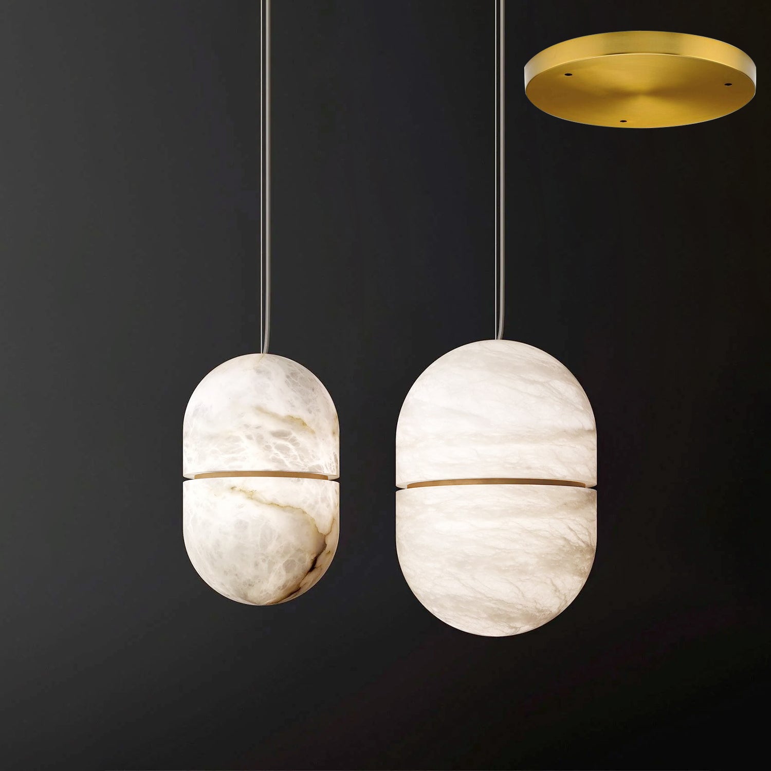 Strata Albast Hanglamp Capsule-Vorm