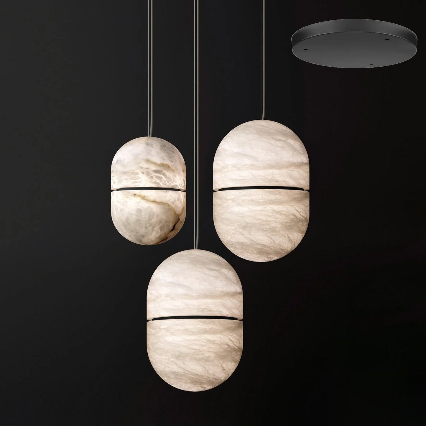 Strata Albast Hanglamp Capsule-Vorm