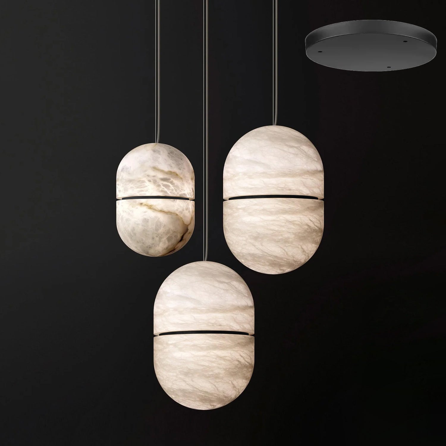 Strata Albast Hanglamp Capsule-Vorm