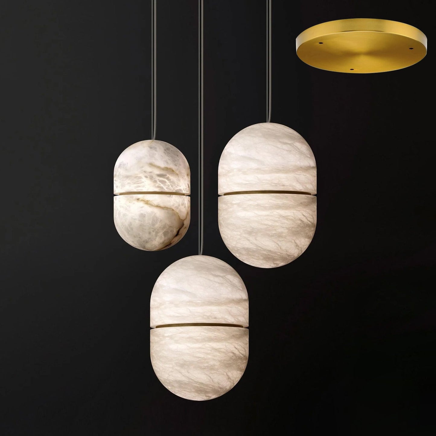Strata Albast Hanglamp Capsule-Vorm