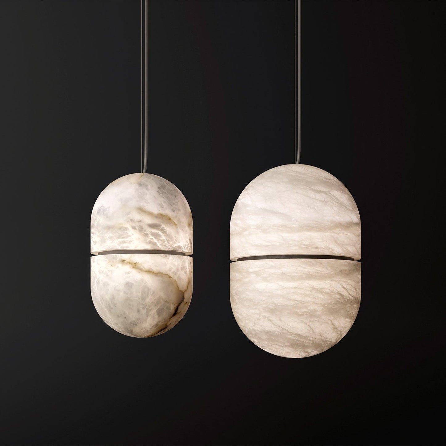 Strata Albast Hanglamp Capsule-Vorm