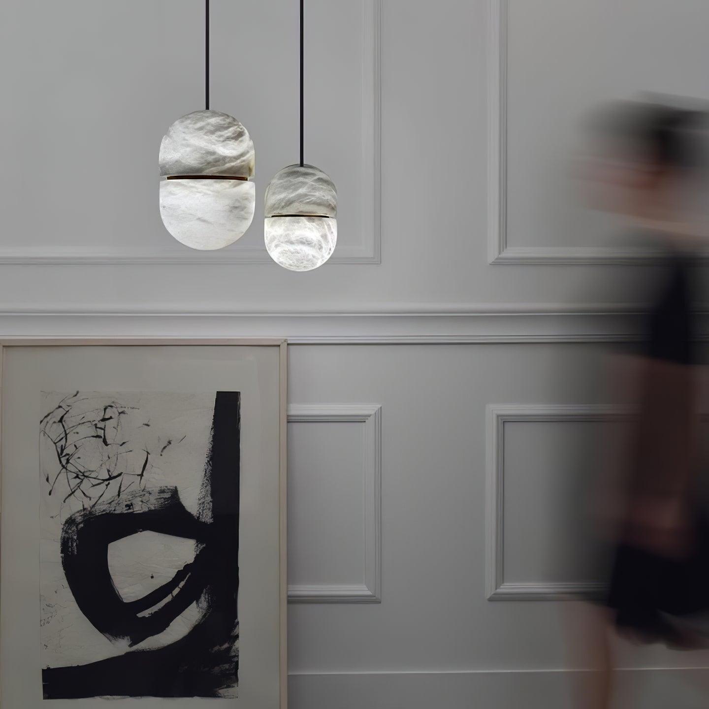 Strata Albast Hanglamp Capsule-Vorm