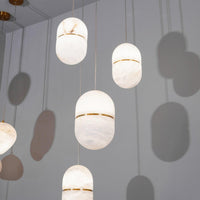 Strata Albast Hanglamp Capsule-Vorm
