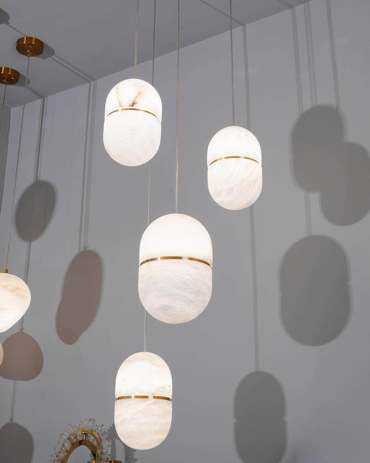 Strata Albast Hanglamp Capsule-Vorm