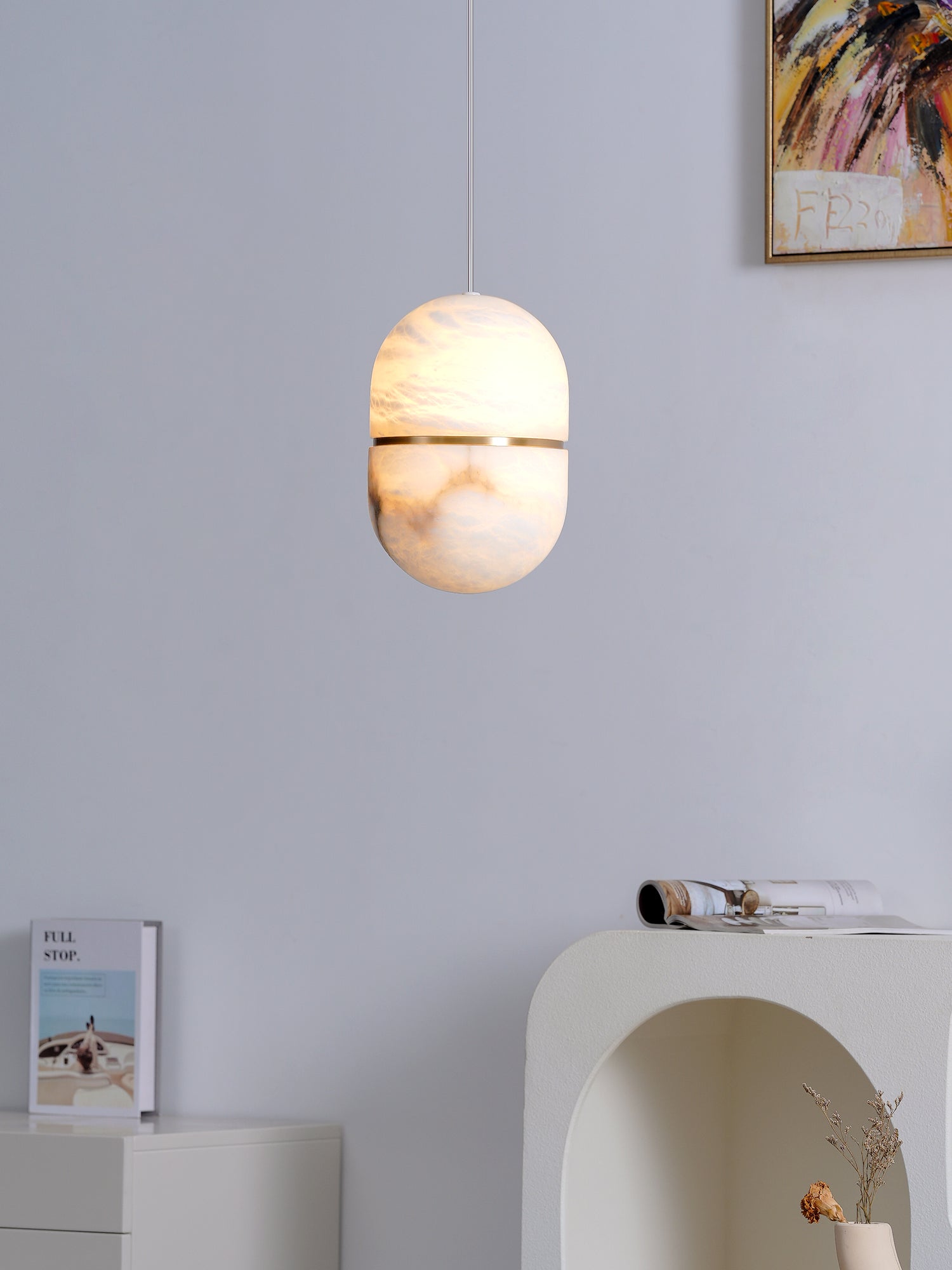 Strata Albast Hanglamp Capsule-Vorm