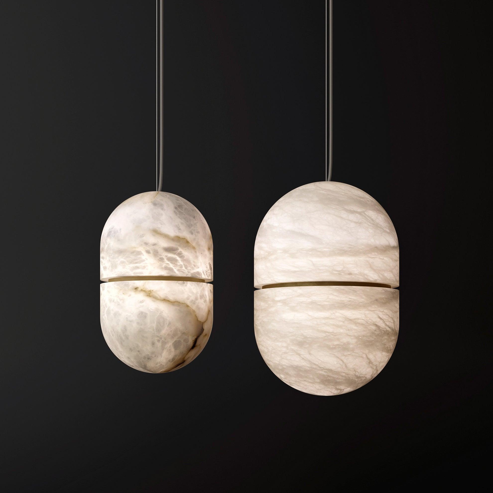 Strata Albast Hanglamp Capsule-Vorm