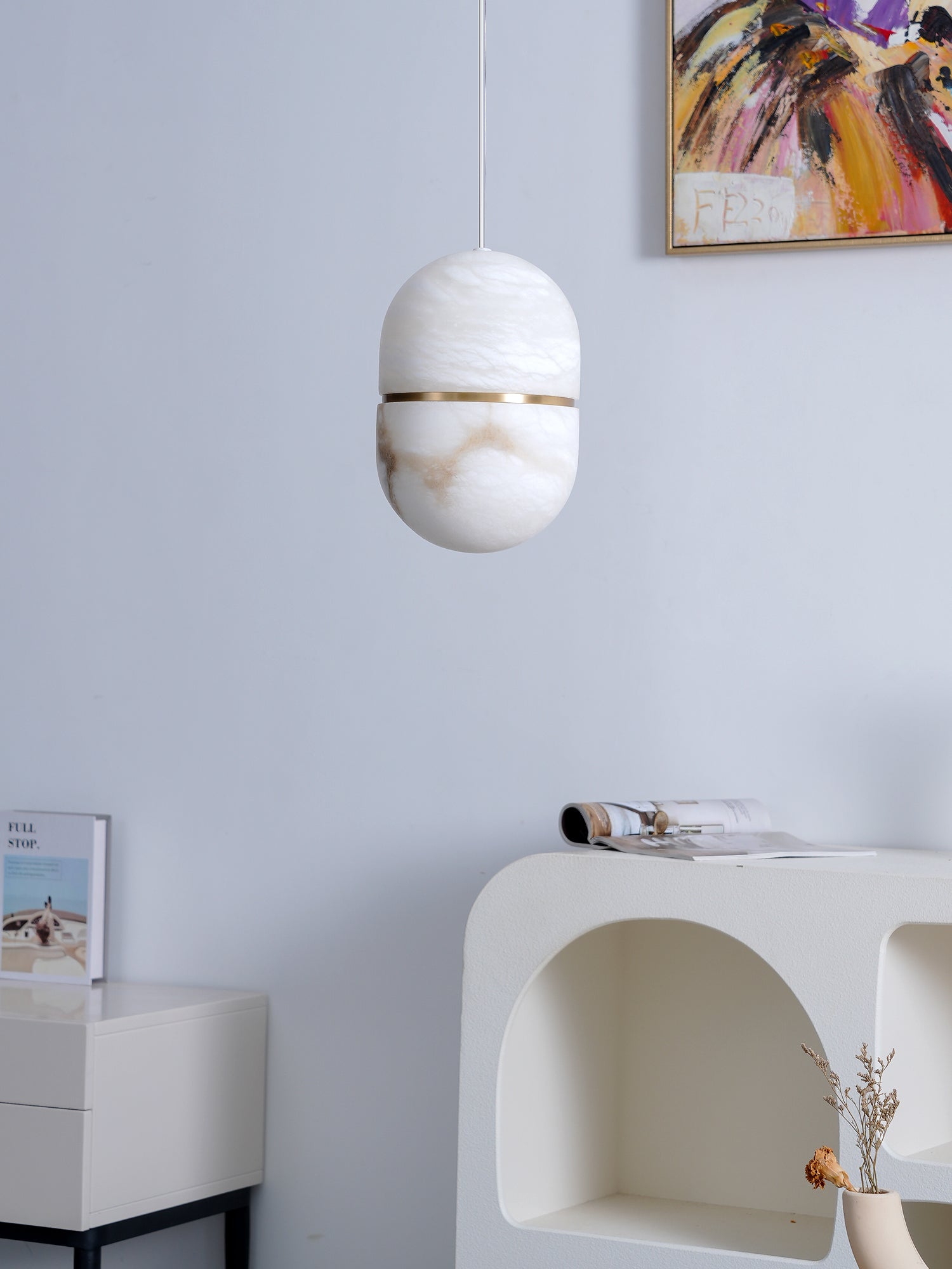 Strata Albast Hanglamp Capsule-Vorm