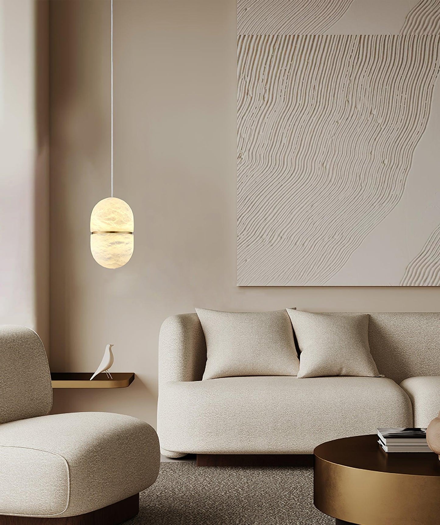 Strata Albast Hanglamp Capsule-Vorm