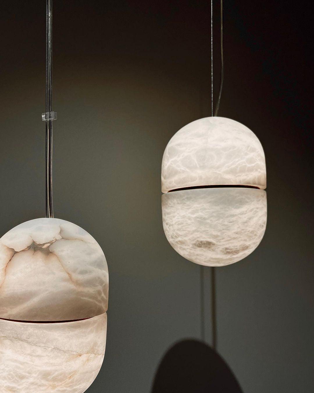 Strata Albast Hanglamp Capsule-Vorm