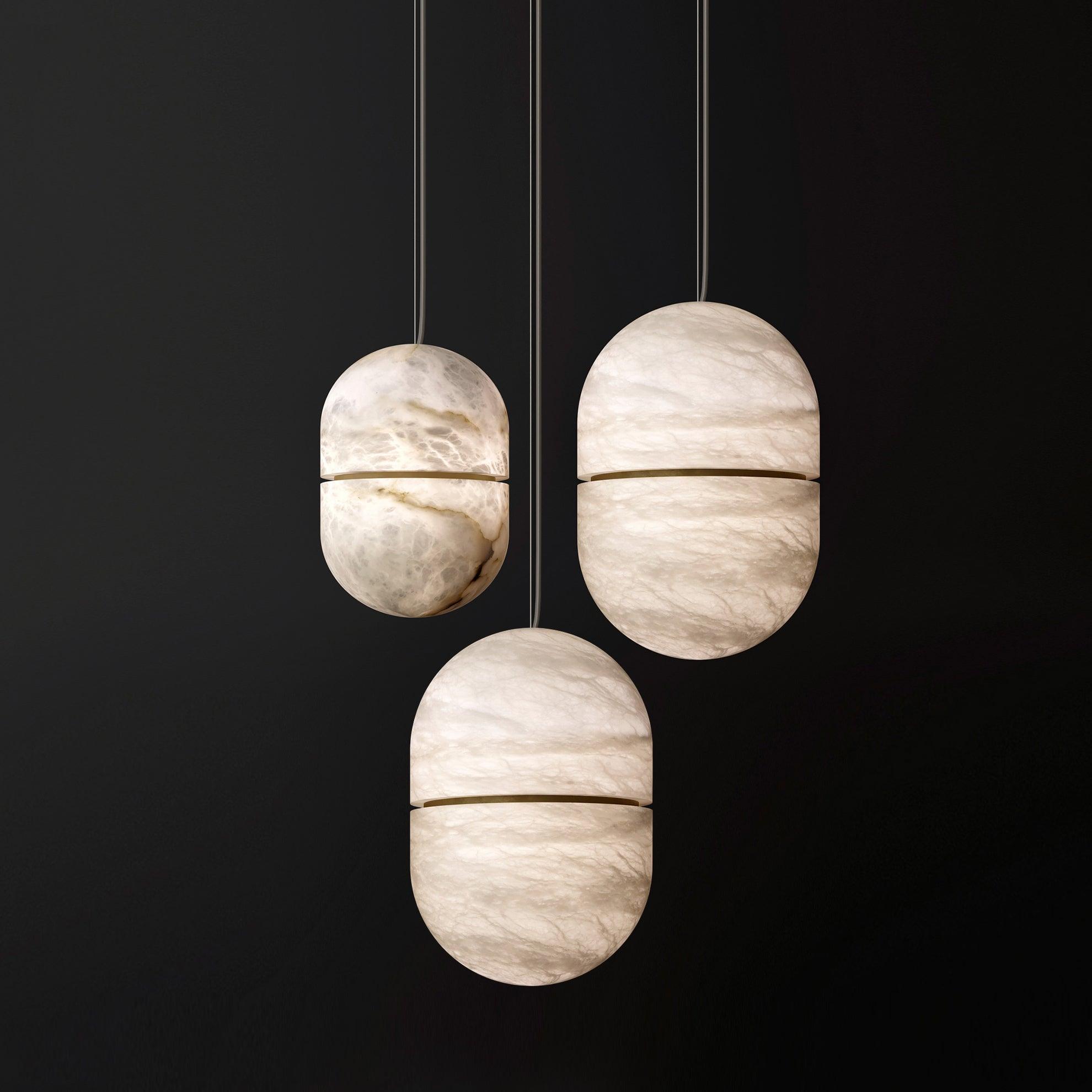 Strata Albast Hanglamp Capsule-Vorm