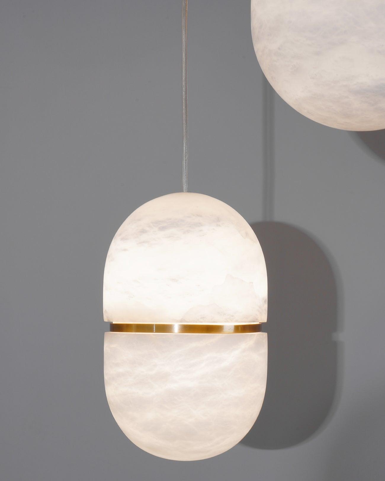 Strata Albast Hanglamp Capsule-Vorm