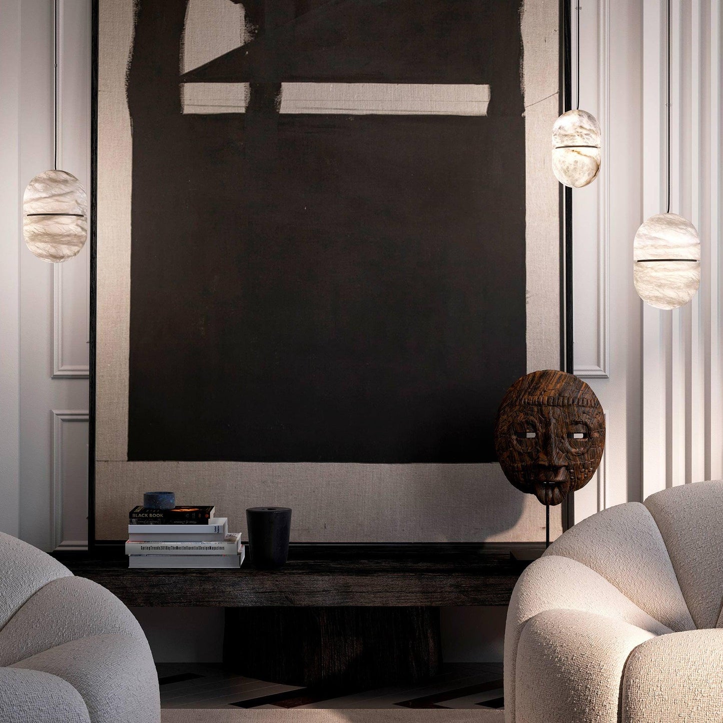 Strata Albast Hanglamp Capsule-Vorm