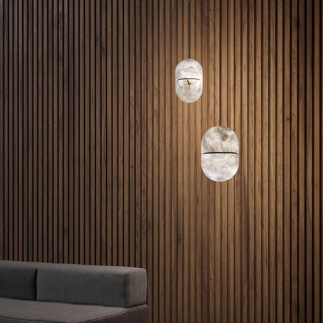 Strata Albast Hanglamp Capsule-Vorm