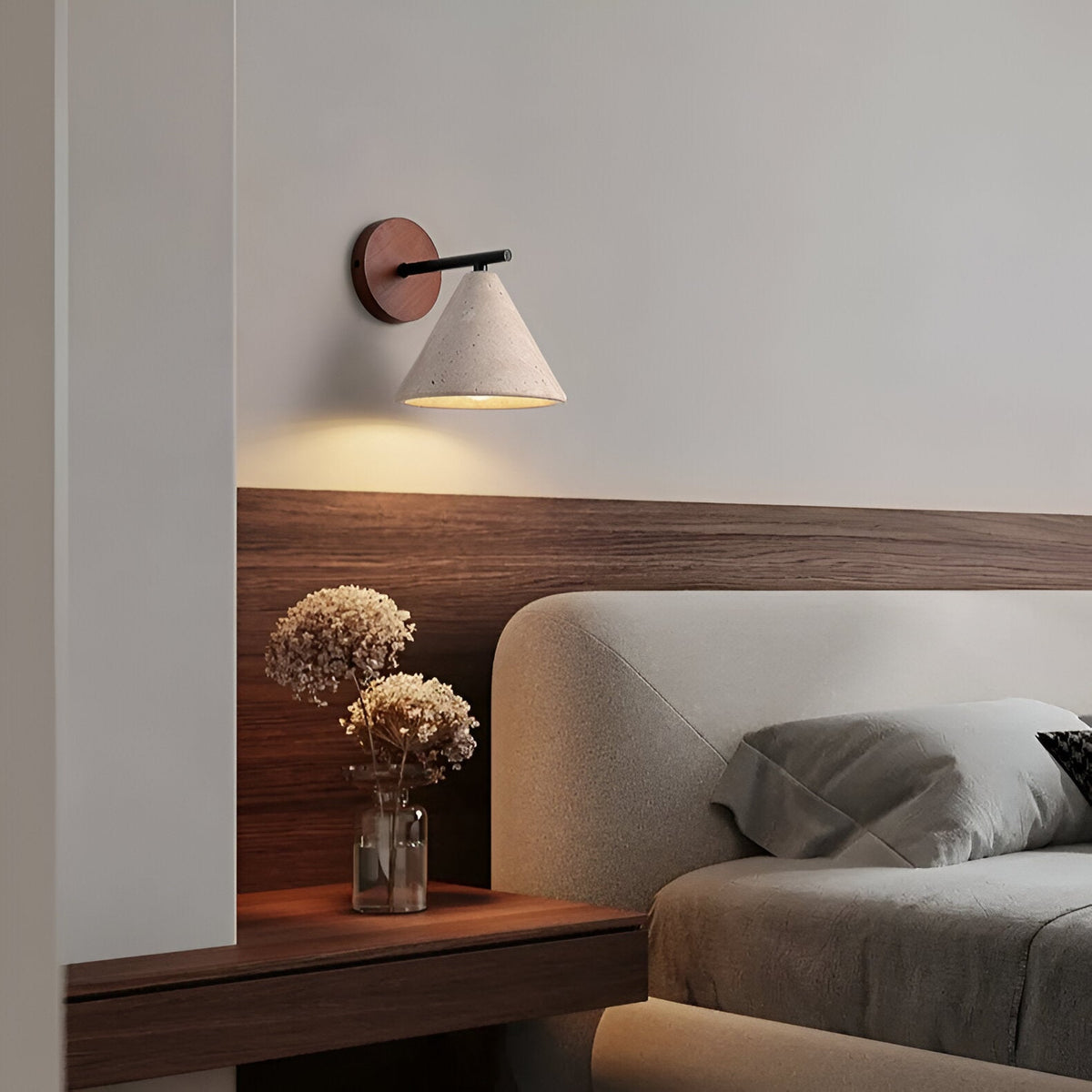 Geel Travertijn Kegelvormige LED Wandlamp