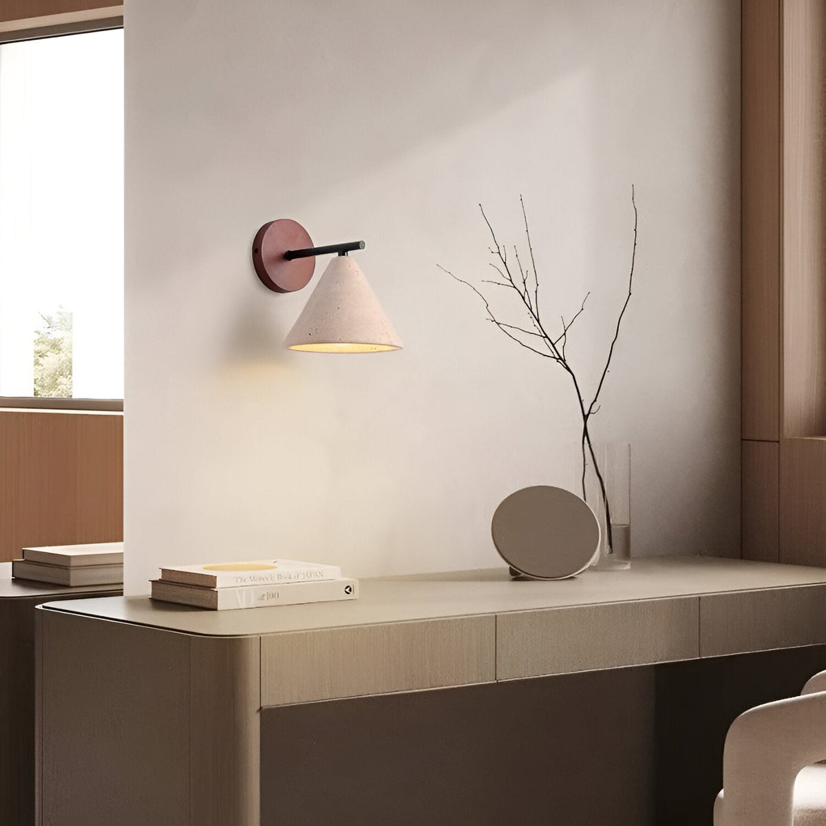 Geel Travertijn Kegelvormige LED Wandlamp