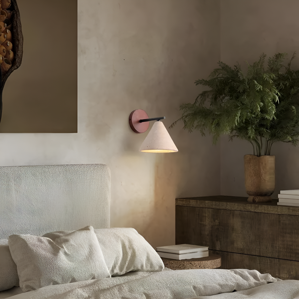 Geel Travertijn Kegelvormige LED Wandlamp