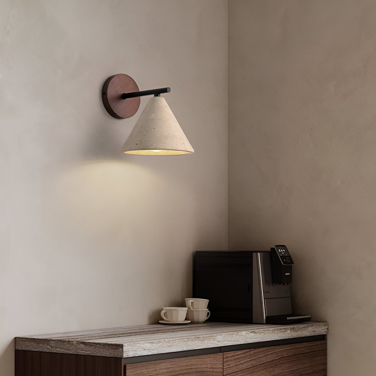 Geel Travertijn Kegelvormige LED Wandlamp