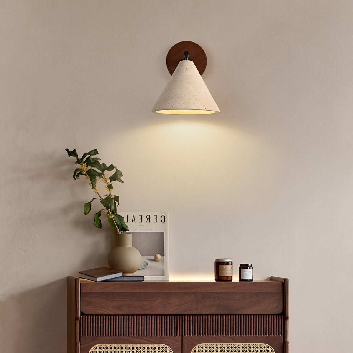 Geel Travertijn Kegelvormige LED Wandlamp
