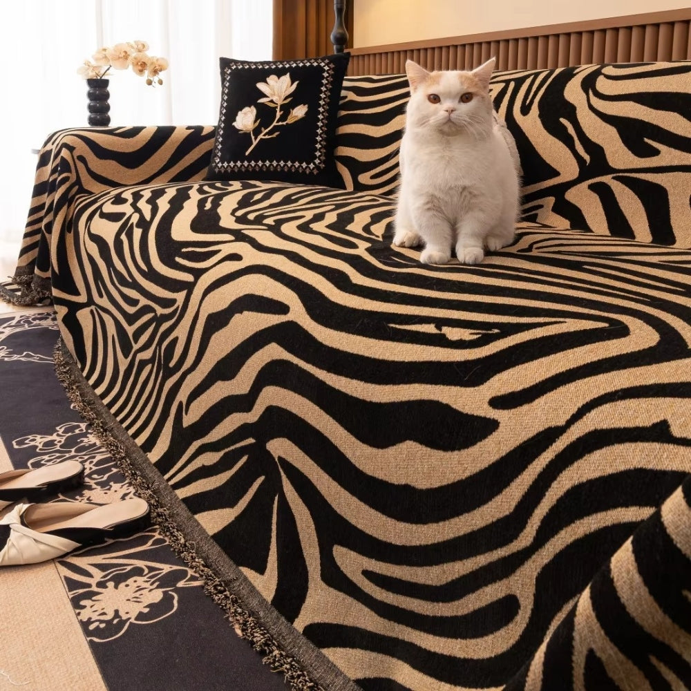 Zentara Chenille Zebra Geometrische Sofa Cover