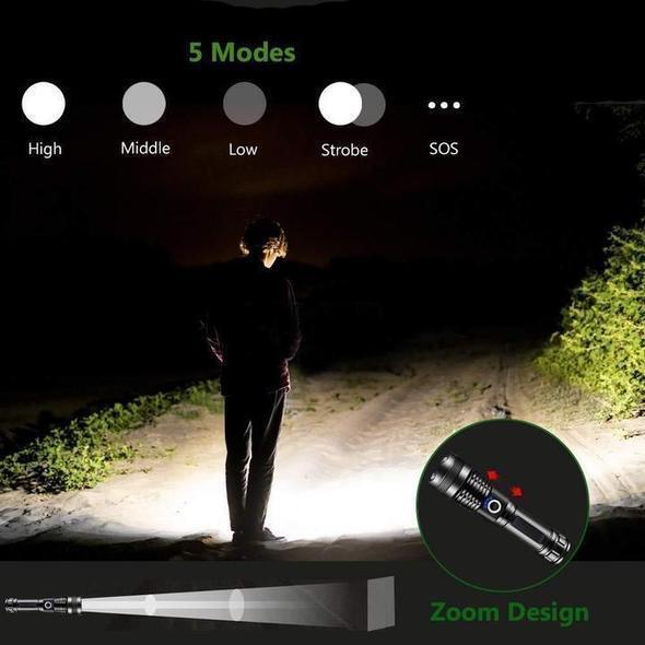 MS18 High-Performance LED Zaklamp | 100.000 Lumen | 18x Cree XHP70 2.0 LEDs | 2,3 km Bereik | IP56 Waterdicht | OLED-Statusdisplay | Inclusief Accupack