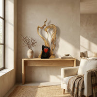 Houten Paar Sculptuur – Abstract Ontwerp, Handgemaakte Uiterlijk & Woondecoratie