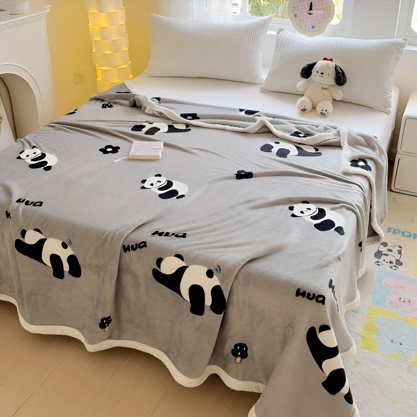 PandaSnug Deken - Zachte en warme panda-print flanellen fleece deken | Brehn