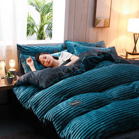 Verstevigde Corduroy Velvet Dekbedovertrek Set
