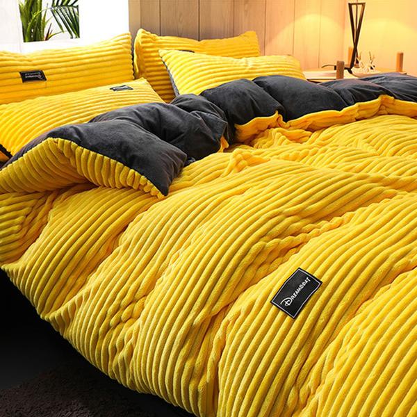 Verstevigde Corduroy Velvet Dekbedovertrek Set