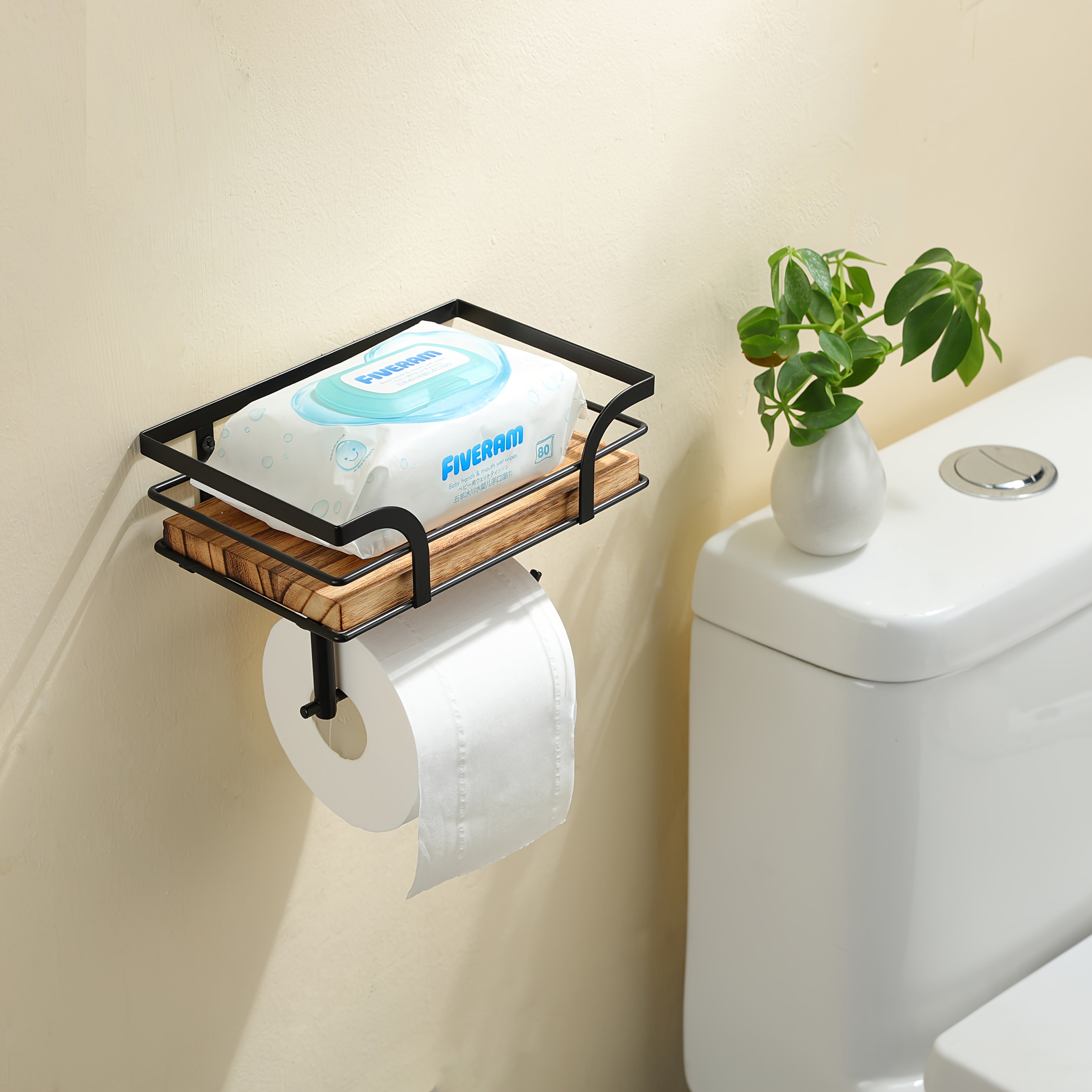 Stijlvolle Wandgemonteerde Badkamer Handdoekhouder – Moderne en ruimtebesparende Toiletrolhouder met plek voor vervangrollen
