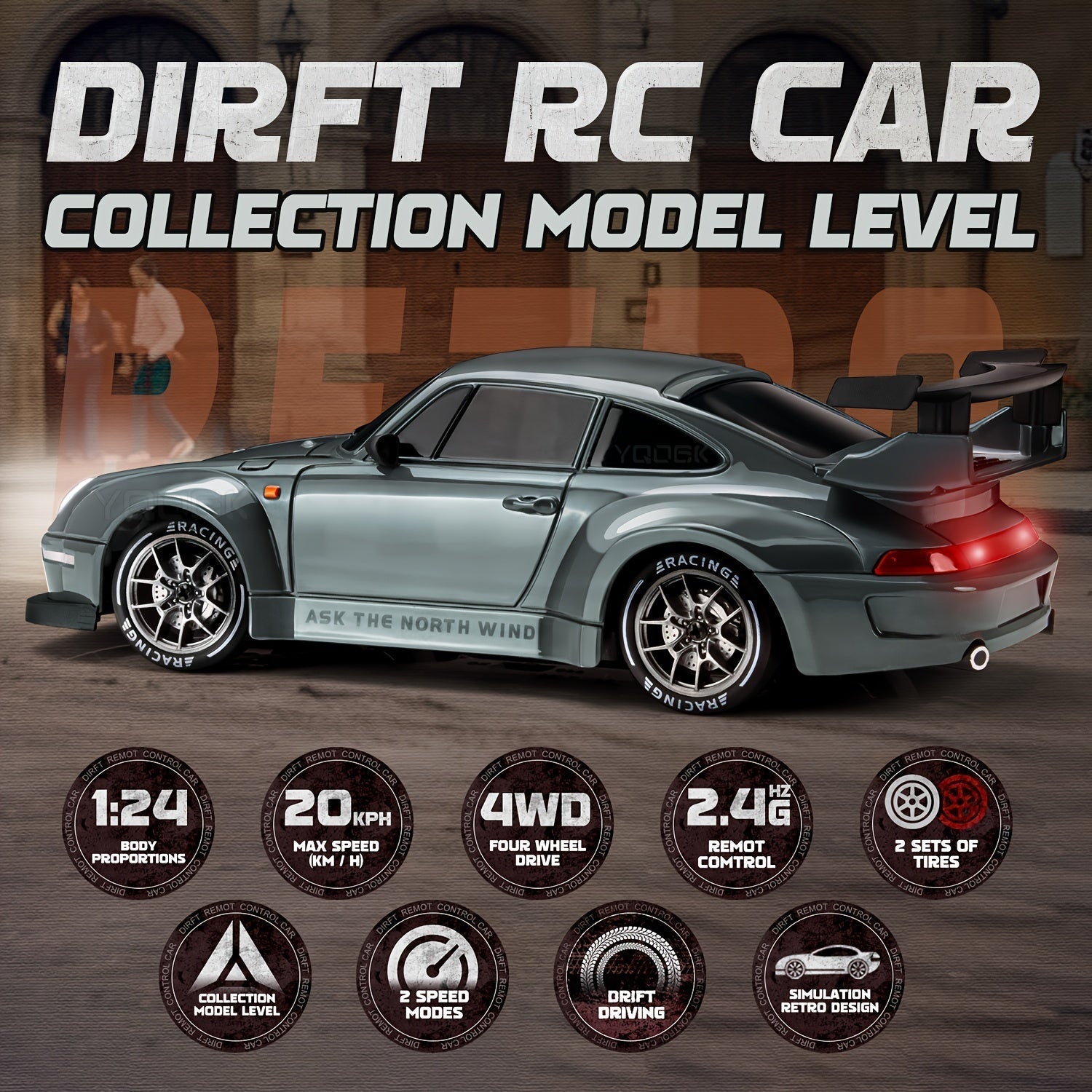 Ultimate 1:24 RC Driftcar met LED-wielen – Oplaadbaar 4WD race speelgoed