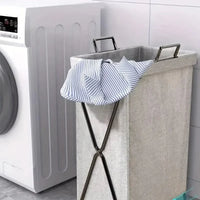 Vouwbare Wasmand met Stalen Frame en Geweven Opbergzak