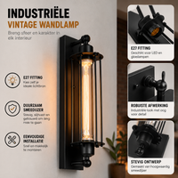 Retro E27 industriële wandlamp | Klassieke wandlamp met modern LED-ontwerp voor thuisdecoratie