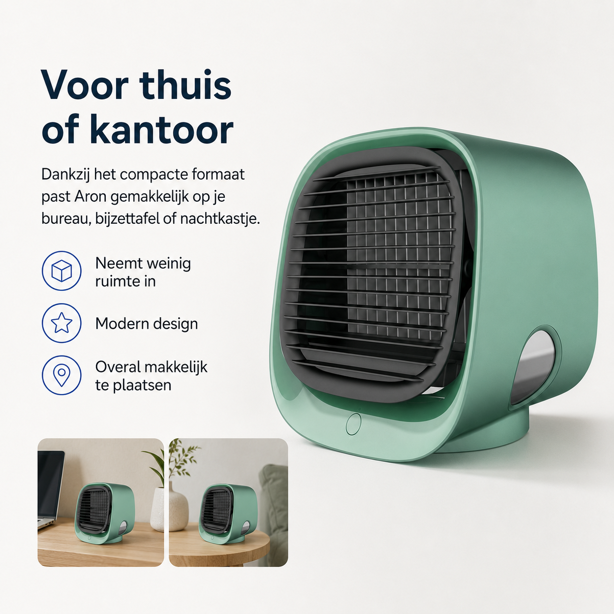 Aron Compacte Airco | 2-in-1 luchtkoeler en luchtbevochtiger voor thuis of kantoor