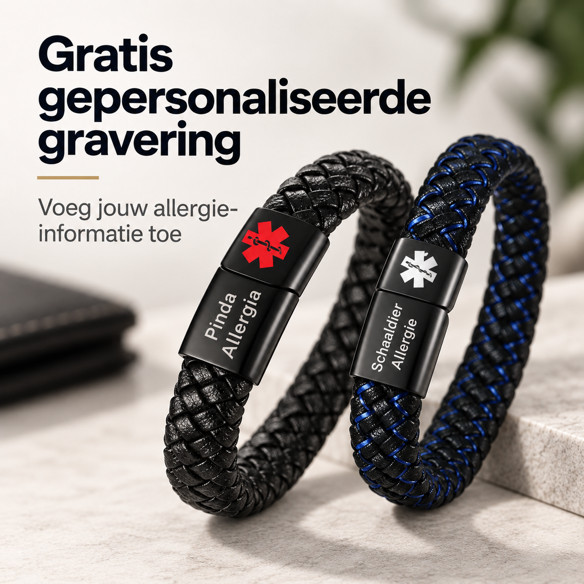 Custom AlertBand | Medische Allergie Armband met Persoonlijke Gravering
