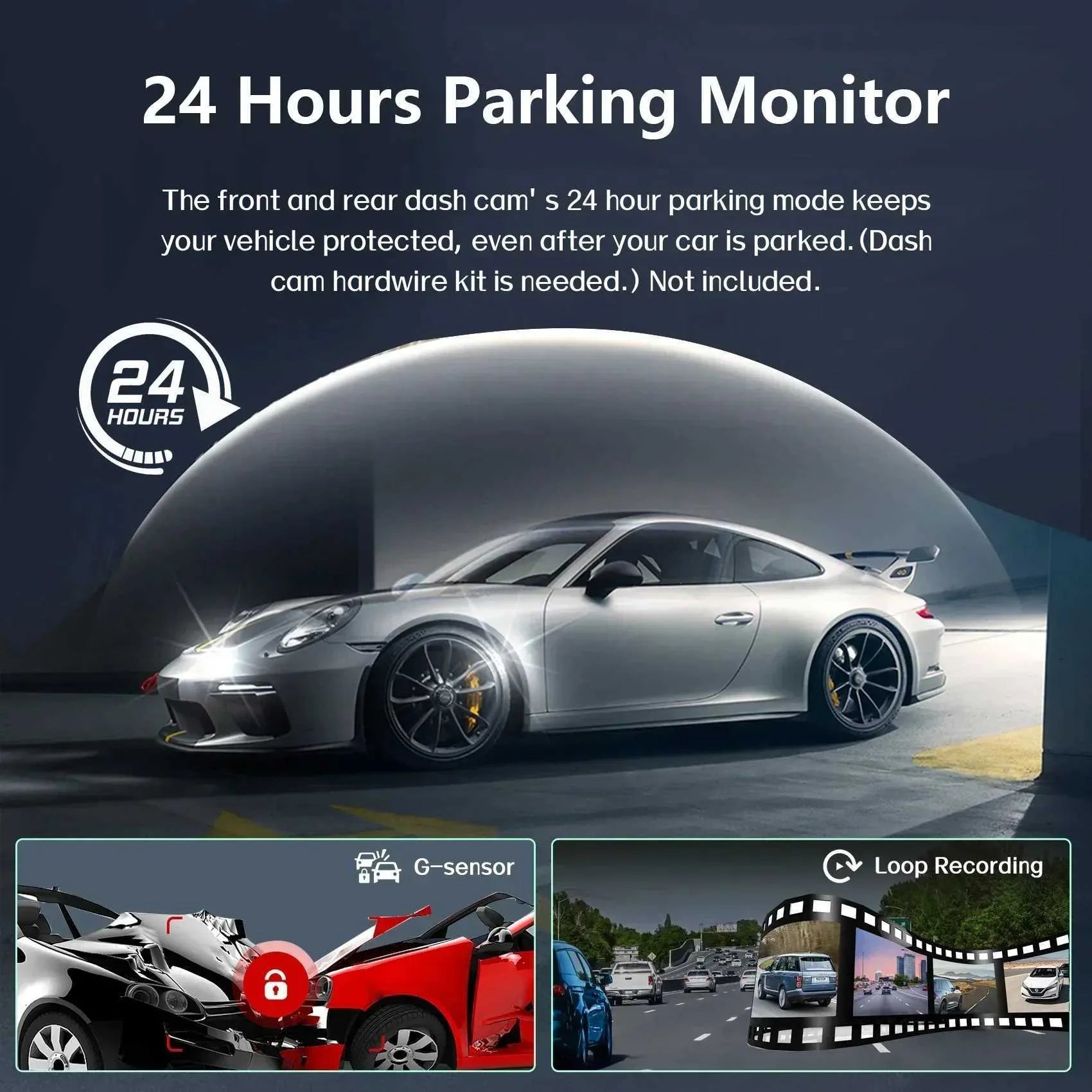Skanto | 360° Auto Dashcam | DashGard Pro CX360 | Full HD Rijrecorder met Nachtzicht & Parkeerbewaking