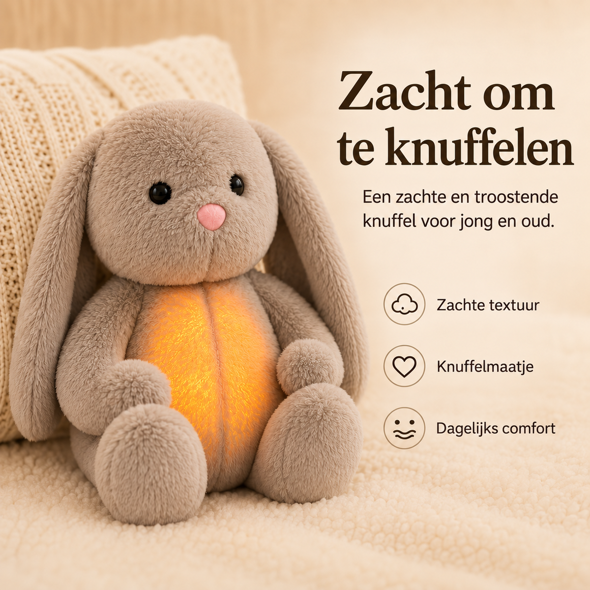 Ontspannende Knuffel met Ademhaling & Nachtlampje - Rustgevend