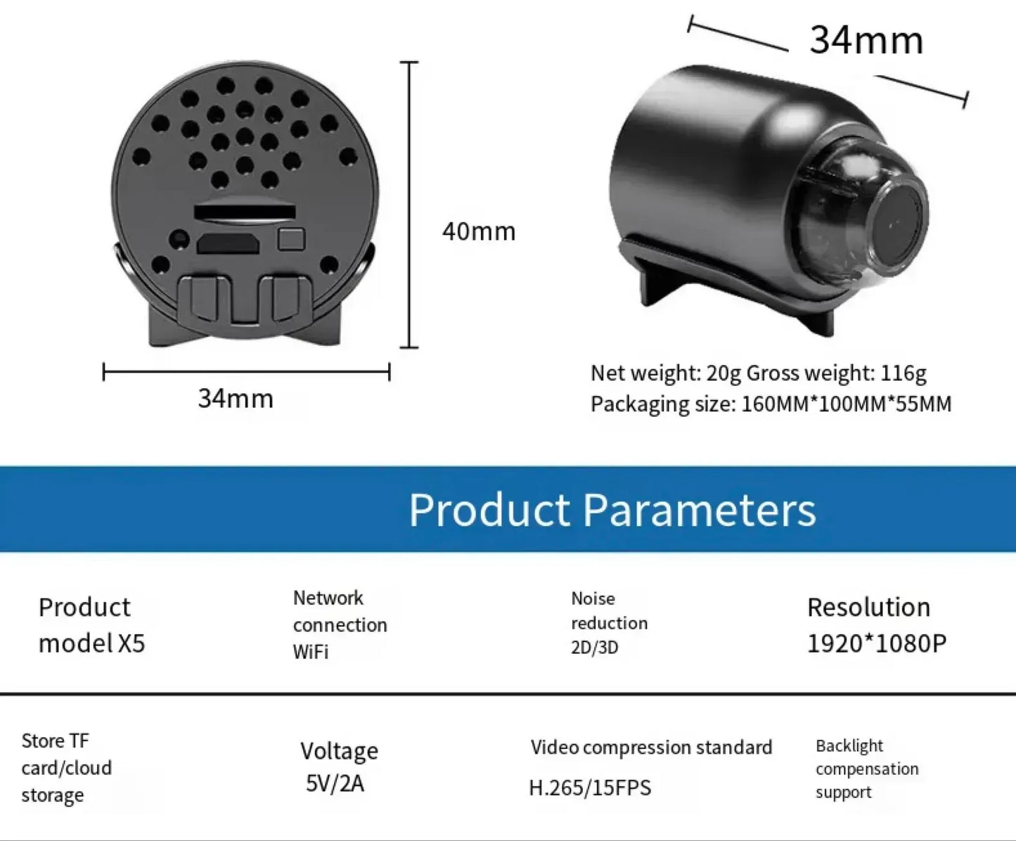 Mini 5G Draadloze Camera 1080P HD