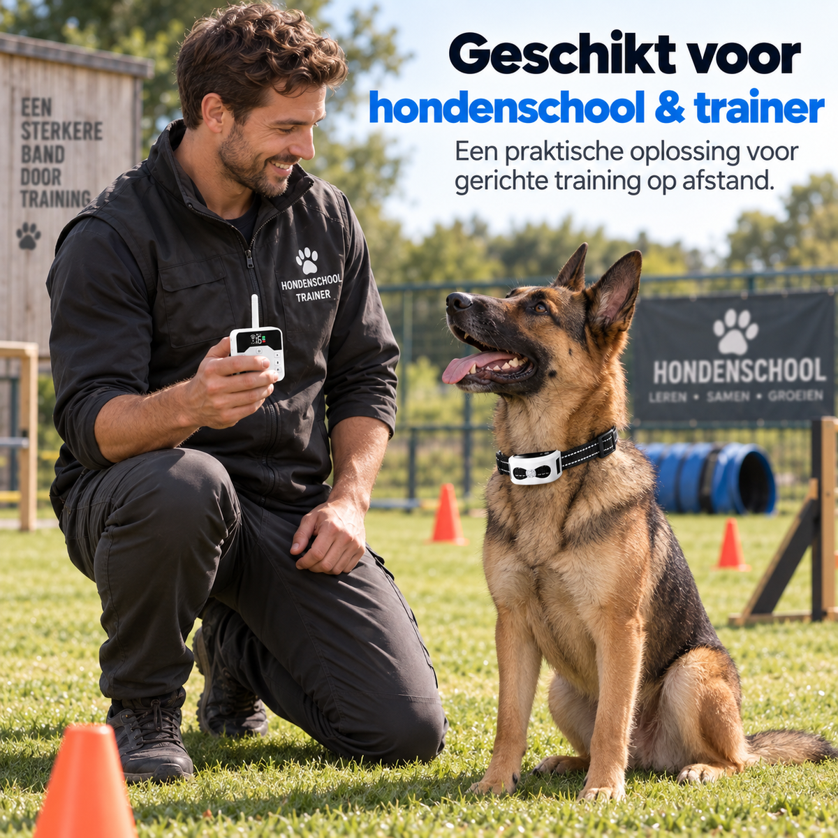 Professionele Trainingshalsband voor Hondenschool & Trainer – 2-in-1 met Bereik tot 300 m