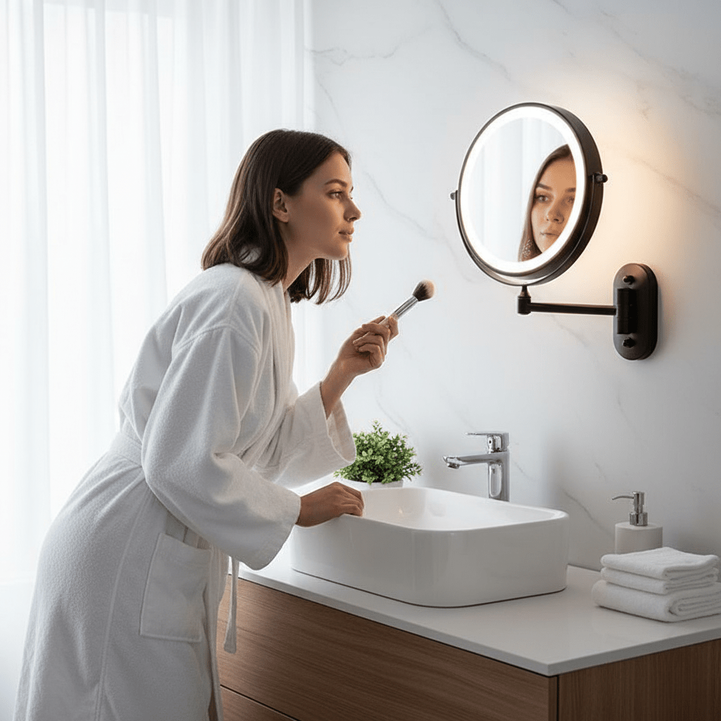 MAGNIFILUX – LED Vergrotende Spiegel met Instelbare Verlichting en Oplaadbare Accu
