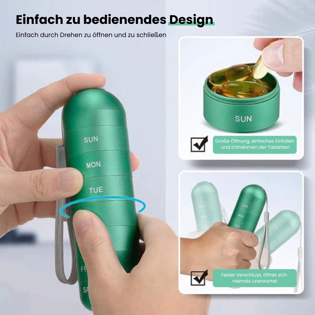 Aluminium opbergdoos met 7 vakken | Reisdoos voor pillen & vitamines | AluBox