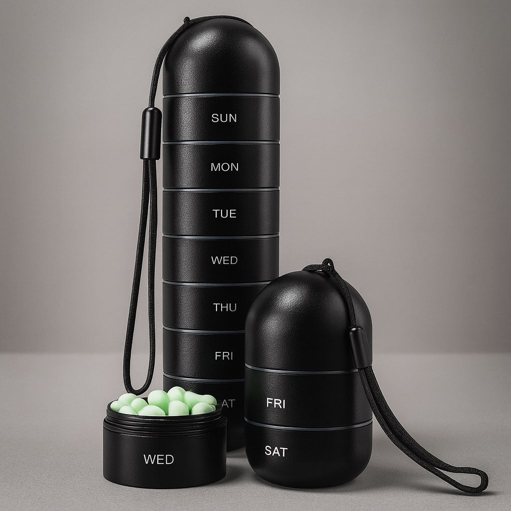 Aluminium Opbergdoos met 7 Vakjes | Reisdoos voor Tabletten & Vitaminen | AluBox