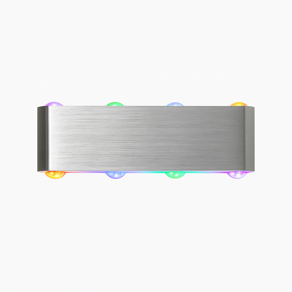 Chromen wandlamp met LED in kleur
