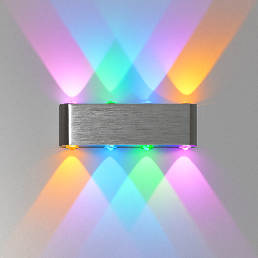 Chromen wandlamp met LED in kleur